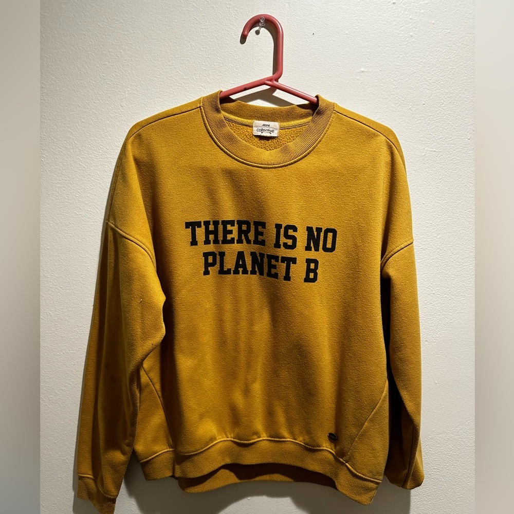 “There Is No Planet B” Upcycled material pull over